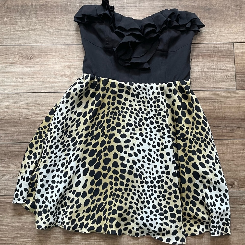 Bardot- Leopard Print Strapless Dress